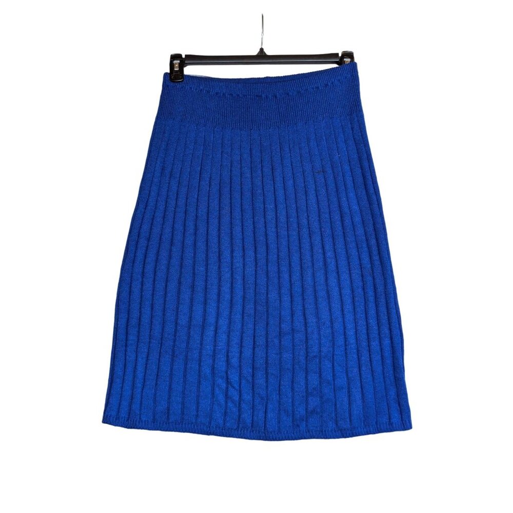 Vintage Blue Knit Sweater Skirt – Medium